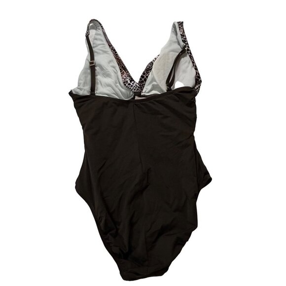 La Blanca One Piece Swimsuit Brown Snakeskin Print Bust Detail Size 8‎ - Picture 4 of 10